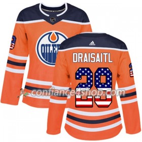 Adidas Maillot de Hockey Edmonton Oilers Leon Draisaitl 29 2017-2018 Orange USA Flag Fashion Authentic - Femme